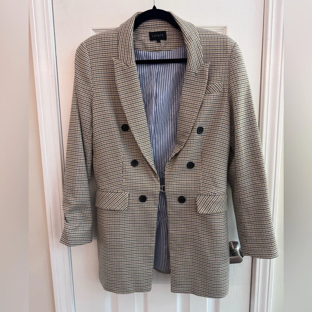 1. STATE • REVOLVE Houndstooth Double Breasted Blazer Size 6 - Picture 4 of 10